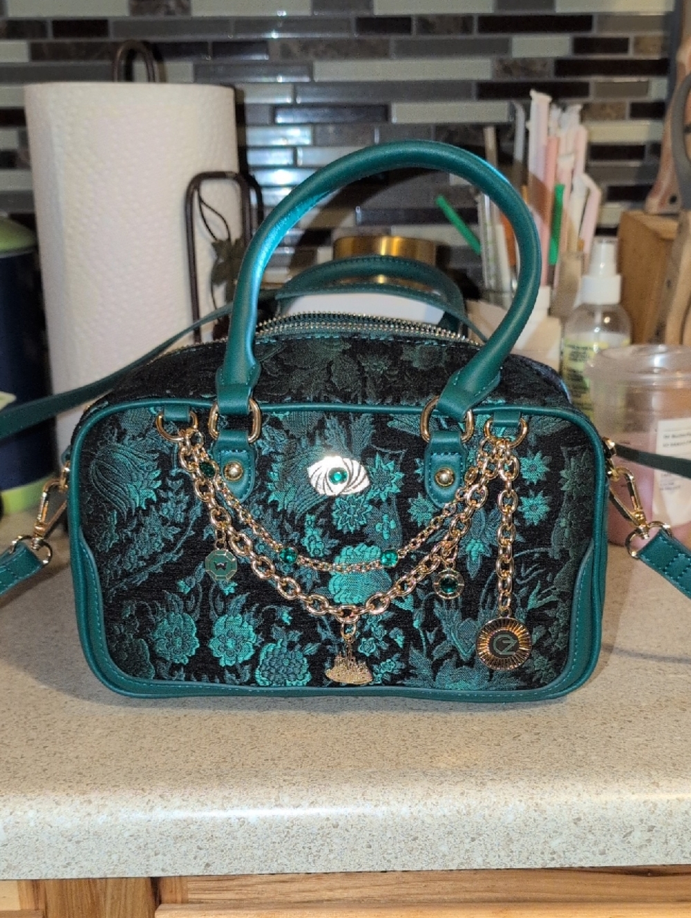 Wicked Wizard Of Oz Floral Jacquard Purse with Gold Chain Accents Her Universe